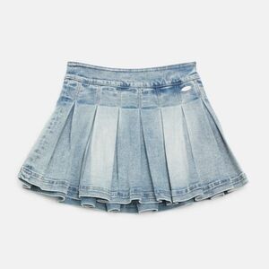 GUESS FACTORY Girl's Blue Pleated Denim Skirt - Size 8